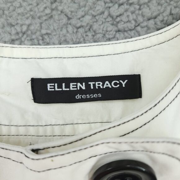 Ellen Tracy White Jumper Dress Large Buttons Size 10 - Picture 10 of 11